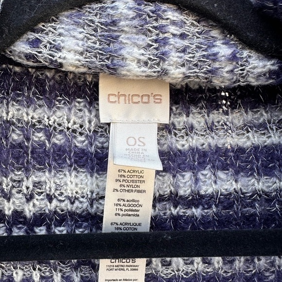 Chicos Cozy Crocheted Metallic Knit Colleen Cocoon Cardigan Sweater - Picture 7 of 10